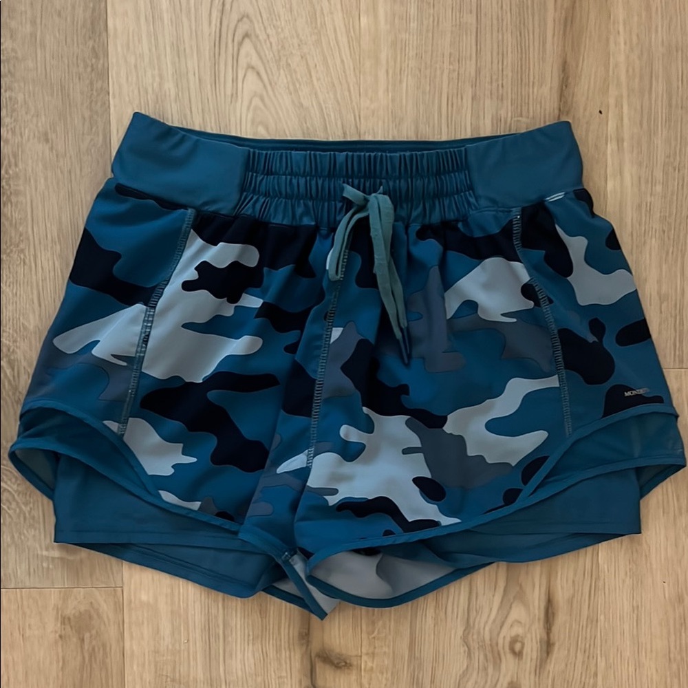 Mondetta Blue and Black Athletic Shorts Lightweight Elastic Waist